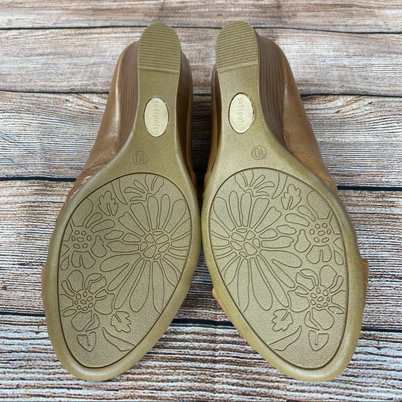 SoftSpots Peeptoe Wedged Sandals Women Size 10 Slip On Shoes - Brown - NEW. - Picture 8 of 10